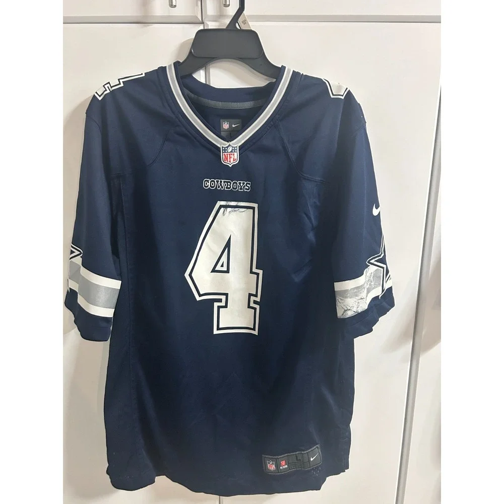 Men's Dallas Cowboys Dak Prescott #4 Nike Dri Fit On‎ Field Jersey Blue Size L